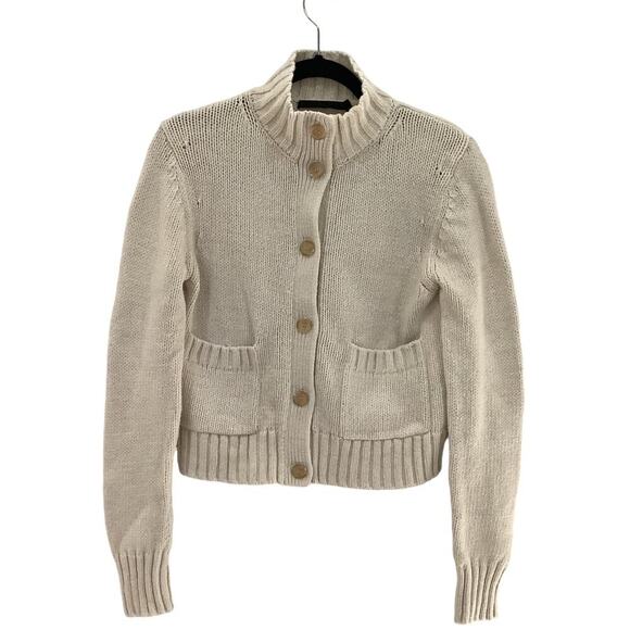 Jenni Kayne Chase Mockneck Cardigan In Bone Size XS Buttons Pockets - Picture 6 of 15